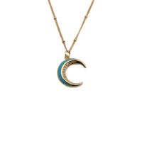 Star Pendant With Jewelry Copper Zircon Drip Oil Multicolor Moon Necklace sku image 4