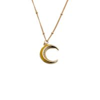 Star Pendant With Jewelry Copper Zircon Drip Oil Multicolor Moon Necklace sku image 7