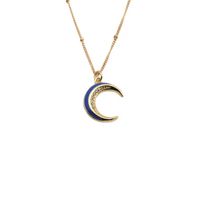 Star Pendant With Jewelry Copper Zircon Drip Oil Multicolor Moon Necklace sku image 8