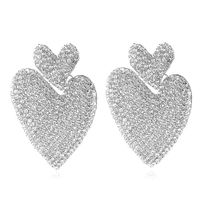 European  American Rhinestone Heart Tassel Wings Shape Earrings sku image 9
