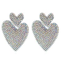 European  American Rhinestone Heart Tassel Wings Shape Earrings sku image 10