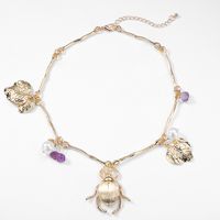 Creative Funny Insect Necklace Short Alloy Leaf Clavicle Chain sku image 1
