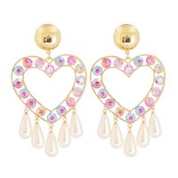 Creative Heart-shaped Water Drop Pearl Shape Female Stud Earrings sku image 1