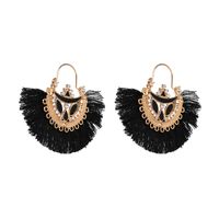 Hyperbole Ethnic Fan Chinese Style Tassel Ear Stud Earrings sku image 2