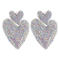 European And American Rhinestone Geometric Heart-shaped Earrings sku image 1