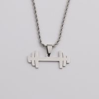 Stainless Steel Jewelry Men's Retro Twist Chain Dumbbell Pendant Necklace sku image 3