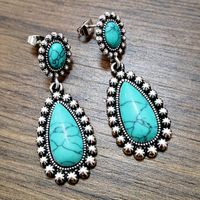 New European And American Creative Drop-shaped Turquoise Exaggerated Earrings sku image 1
