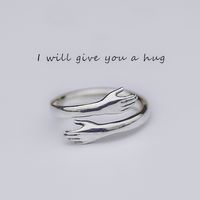Hands Crossed Embrace Couple Ring Opening Personality Creativity Ring sku image 1