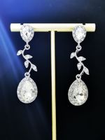 Fashion Drop Shaped Crystal Diamond Earrings Korean Leaf Earrings sku image 1