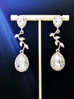 Fashion Drop Shaped Crystal Diamond Earrings Korean Leaf Earrings sku image 2