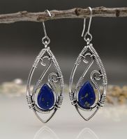 New Creative Lapis Lazuli Earrings Retro Winding Turquoise Earrings sku image 1