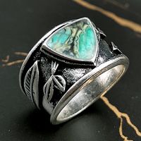 New Dragon Crystal Green Pine Gemstone Tree Leaf Ring sku image 3