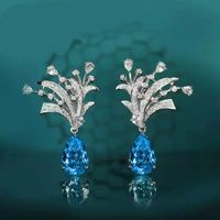 New Luxury Drop-shaped Topaz Open Color Treasure Earrings Ring sku image 2