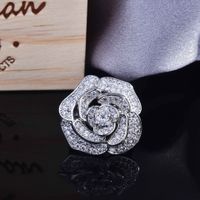 Hollow Rose Flower Necklace Camellia Earrings Micro Inlaid Open Ring Bracelet Female sku image 1