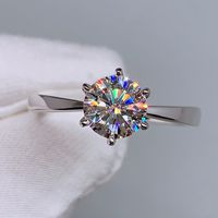 Classic Six Prong Open Ring Imitation Moissan Diamond Copper Ring sku image 2