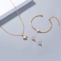 Simple Style Design Copper Zircon Bracelet Earrings Necklace 3-piece Jewelry Female main image 1