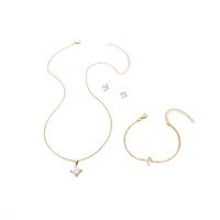 Simple Style Design Copper Zircon Bracelet Earrings Necklace 3-piece Jewelry Female main image 3
