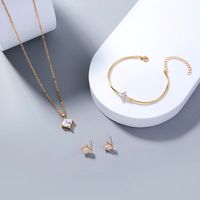 Simple Style Design Copper Zircon Bracelet Earrings Necklace 3-piece Jewelry Female main image 6