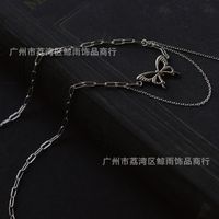 Fashion Hollow Silver Butterfly Tassel Disc Titanium Steel Necklace main image 3
