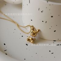 Fashion Dimensional Letters Bunny Cute Animal Titanium Steel Necklace main image 4