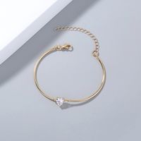 Simple Style Heart Zircon Bracelet Fashion Geometric Copper Bracelet Women sku image 1