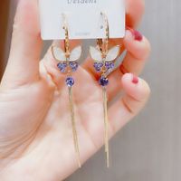 New Style Butterfly Long Tassel Diamond Earrings main image 1