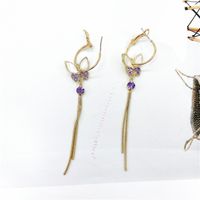 New Style Butterfly Long Tassel Diamond Earrings main image 5