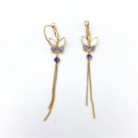 New Style Butterfly Long Tassel Diamond Earrings main image 6