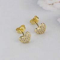 Female Zirconium Heart-shaped Copper Gold-plated Love Earrings main image 4