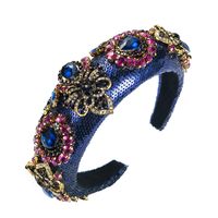 Baroque Palace Style Sequins Color Rhinestones Sponge Wide Brim Headband main image 6