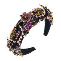 European And American Style Embroidery Rhinestone Flower Headband main image 6