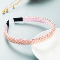 Retro Thin Edge Crystal Hand-beaded Solid Color Headband main image 6