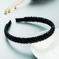 Retro Thin Edge Crystal Hand-beaded Solid Color Headband main image 5