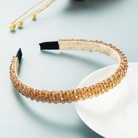 Retro Thin Edge Crystal Hand-beaded Solid Color Headband main image 4