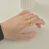 New Product 14k Gold Four-leaf Stainless Steel Open Ring main image 1