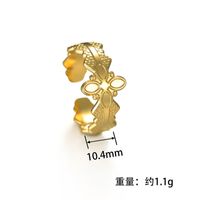 New Product 14k Gold Four-leaf Stainless Steel Open Ring main image 3