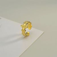 New Product 14k Gold Four-leaf Stainless Steel Open Ring main image 4