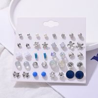 Retro Flower Niche Fashionable Popular Pearl Bow 20 Pairs Of Earrings Set main image 1