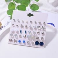 Retro Flower Niche Fashionable Popular Pearl Bow 20 Pairs Of Earrings Set main image 4