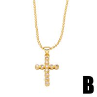 Diamond Zircon Cross Golden Female Simple Niche Copper Necklace main image 4