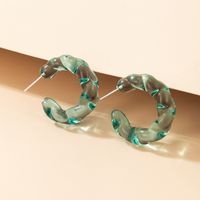 Retro Resin Geometric Candy Green Twisted C-shaped  Earrings main image 4