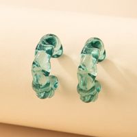 Retro Resin Geometric Candy Green Twisted C-shaped  Earrings main image 5