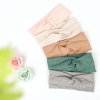 Vente En Gros Fil De Couleur Unie Pour Bébé Oreilles De Lapin Croisées Bandeau À Rayures main image 3