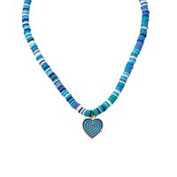 Fashion Sweater Chain Blue Soft Ceramic Heart-shape Necklace main image 6