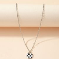 Fashion Black And White Checkerboard Alloy Necklace main image 2