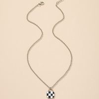 Fashion Black And White Checkerboard Alloy Necklace main image 3