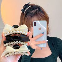 Pearl Rhinestone Hairpin Bow-tie Head Hair Catching Pan Hair Shark Clip Hair Accessories main image 3