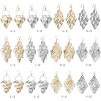 European And American Long Hollow Leaf Heart Frosted Disc Tassel Earrings main image 3