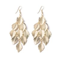 European And American Long Hollow Leaf Heart Frosted Disc Tassel Earrings main image 6