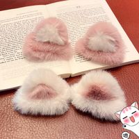 Cute Cartoon Rabbit Ears Clip Plush Headdress Furry Side Clip Hair Accessories main image 1